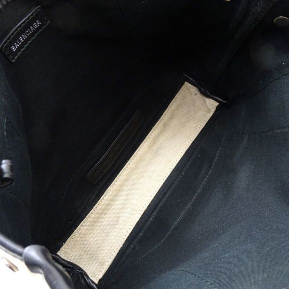 Balenciaga Navy Cabas XS Handbag Canvas Calf Ivory Black - Picture 7 of 8